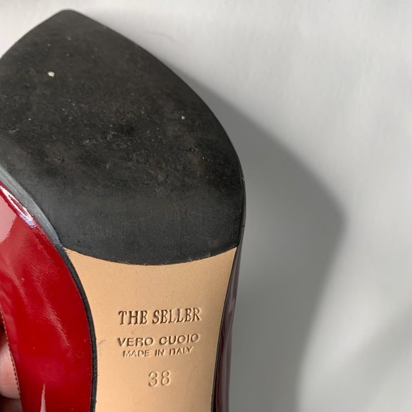 THE SELLER VERO CUOIO RED PATENT SHOES HEELS 3.5" SIZE EU 38/7.5 MADE IN ITALY - Picture 11 of 11